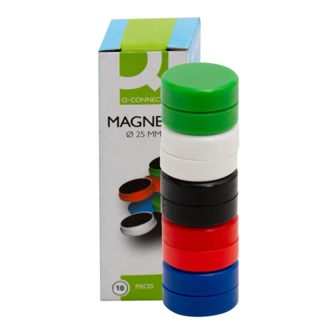 Magneti per lavagne bianche 25 mm Q-Connect nero - conf. 10 pz - KF02638